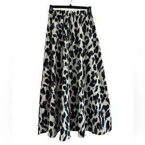 Women's Animal Print Leopard Maxi High Waisted Skirt Medium Black White Gray